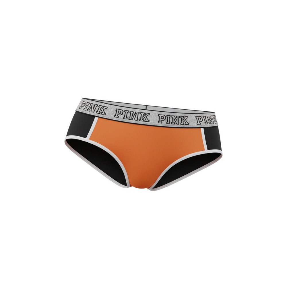Victoria's Secret PINK Panties Women L Orange NWT Colorblock Glitter Waistband